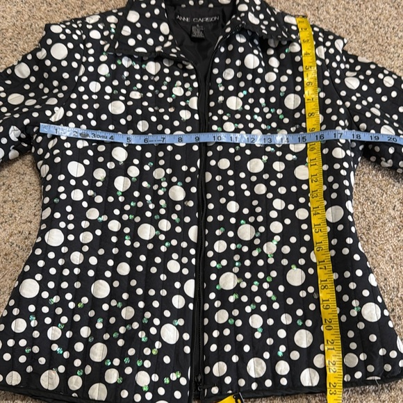 Anne Carson 100% silk, black & white polkadot jacket with sequins size m… - Picture 7 of 8